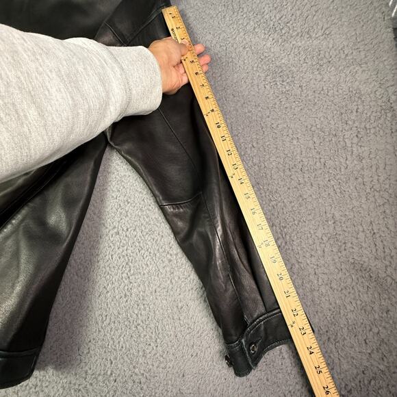 Vintage Polo Ralph Lauren Leather Jacket Mens M Black Full Zip Bomber Chin Strap - Picture 15 of 16